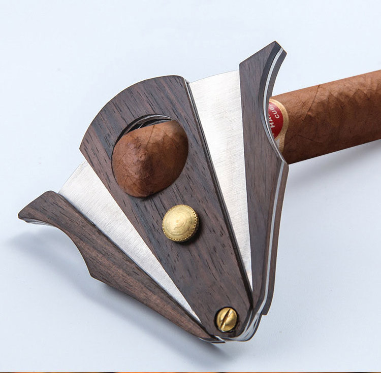 Wholesale Stainless Steel Cigar Scissors Portable Tobacco Cutter Knife Smoker Accessories Double Blade Wood Cigar Cutter