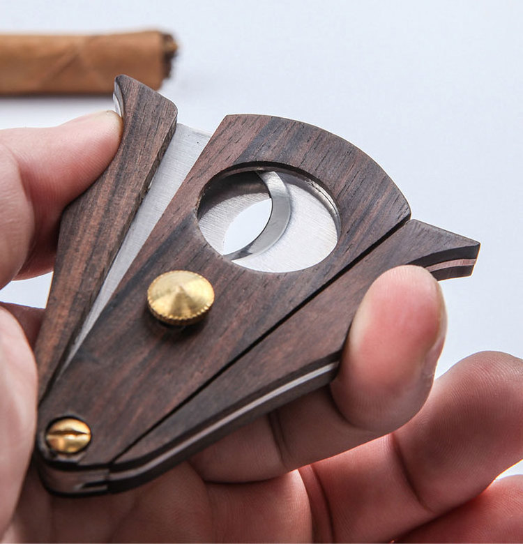 Wholesale Stainless Steel Cigar Scissors Portable Tobacco Cutter Knife Smoker Accessories Double Blade Wood Cigar Cutter