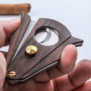 Wholesale Stainless Steel Cigar Scissors Portable Tobacco Cutter Knife Smoker Accessories Double Blade Wood Cigar Cutter