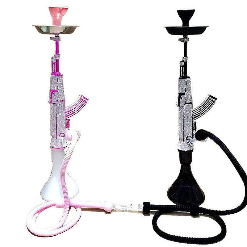 Wholesale Full Accessories Set Sheesha Nargile Portable Hooka Chicha Russian Resin Rhinestone Crystal Diamond AK47 Hookah Shisha