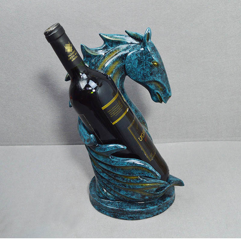 Resin Horse Head Countertop Tabletop Wine Display Rack Single Bottle Home Dining Bar Kitchen Wine Shelf Horse Wine Bottle Holder