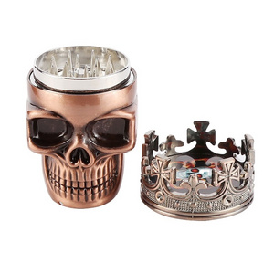 3 Parts King Skeleton Skulls Metal Zinc Alloy Plastic Herb Grinder 45mm Bronze Spice Herbs Tobacco Crusher Grinder