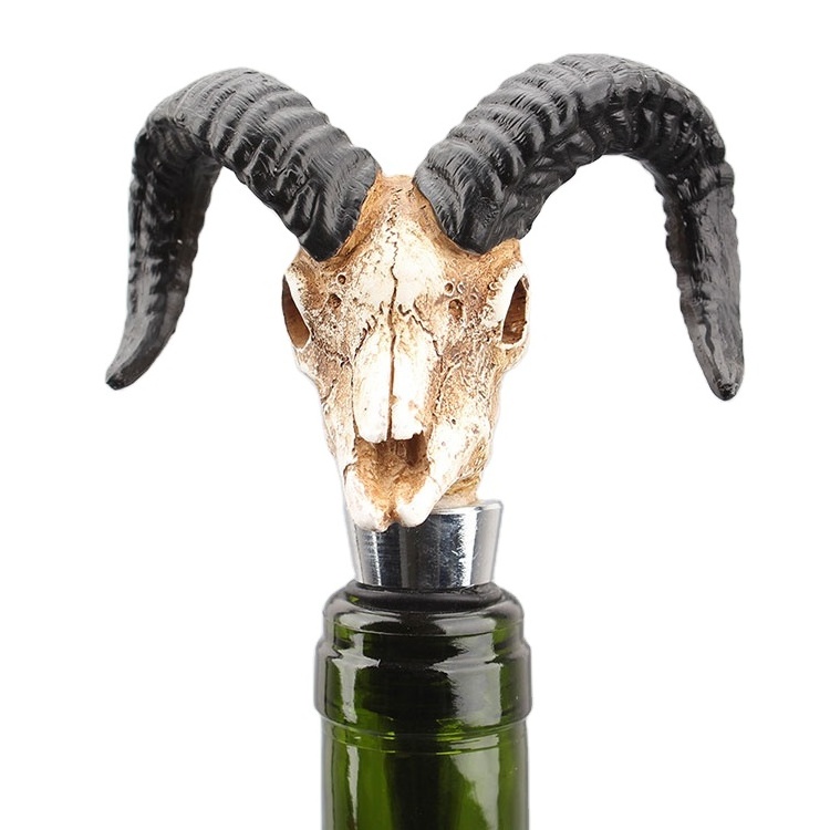 Creativity Bubalus Water Buffalo OEM Halloween Decorations Resin Animal Buffalo Goats Skulls Wine Bottle Plug Stopper