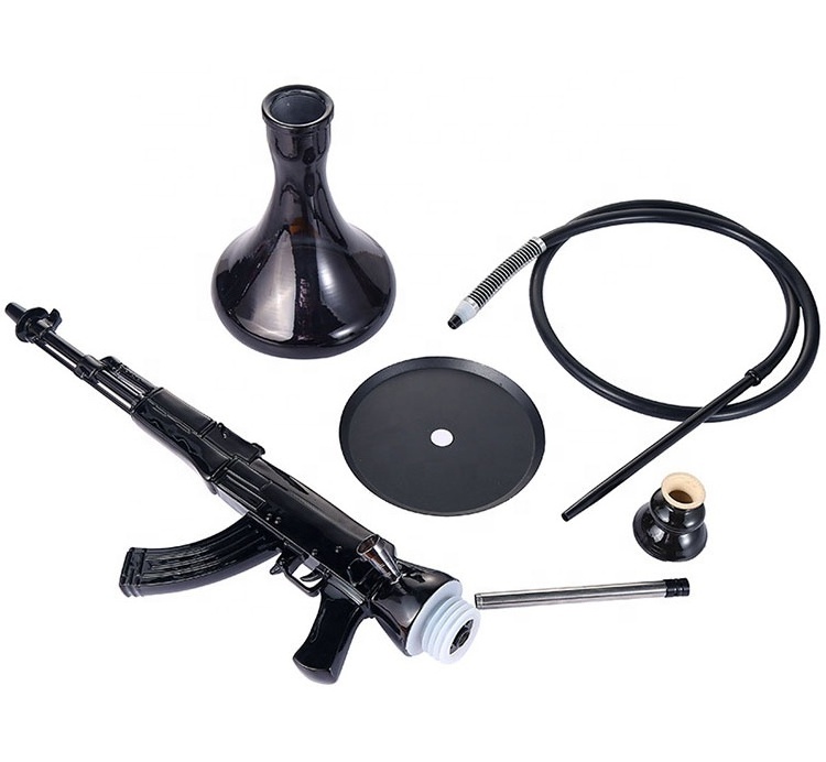 2024 Hot Sale Sheesha Shisha Gold Black Ak 47 Gun Type Shape Hooka Shisha Water Smoking Pipe Ak47 Hookah