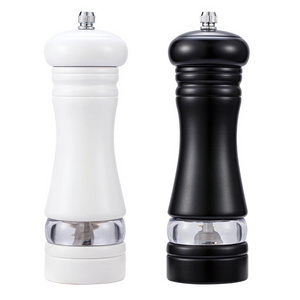 Hot Sale Black Woods Manual Salt and Pepper Grinding Mill Set Rubber Wood Elegant Herb Spice White Wooden Salts Pepper Grinder