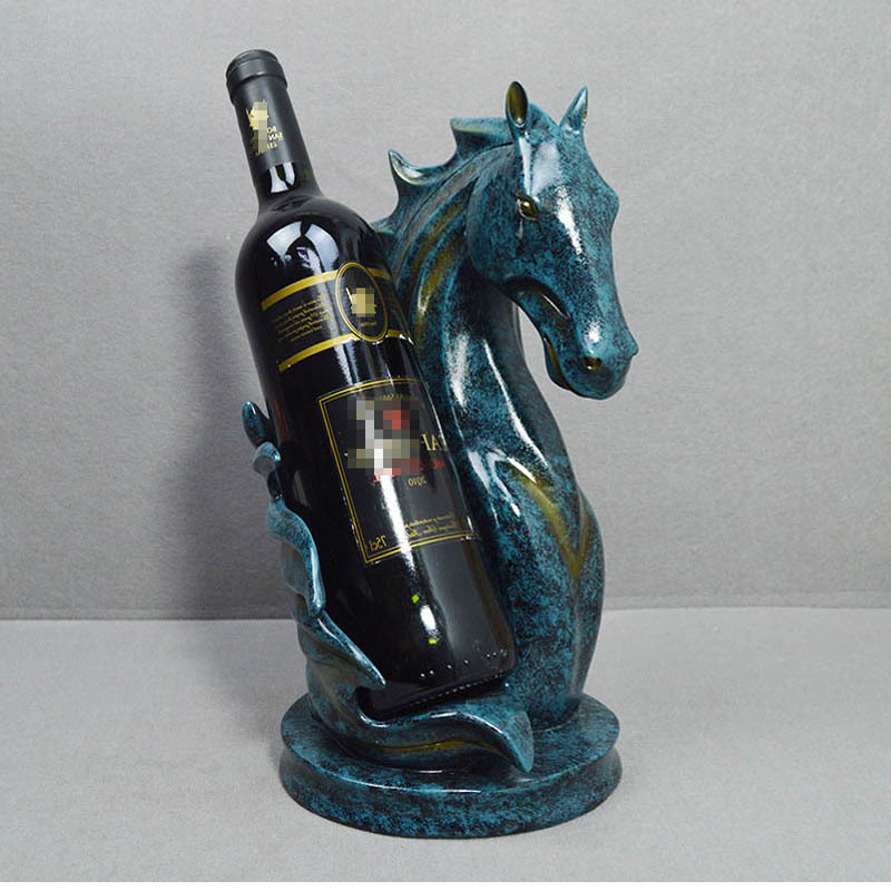 Resin Horse Head Countertop Tabletop Wine Display Rack Single Bottle Home Dining Bar Kitchen Wine Shelf Horse Wine Bottle Holder