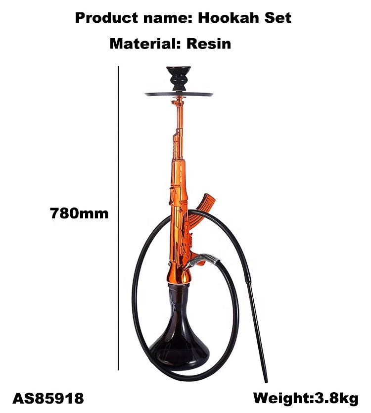 2024 Hot Sale Sheesha Shisha Gold Black Ak 47 Gun Type Shape Hooka Shisha Water Smoking Pipe Ak47 Hookah