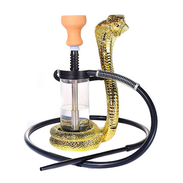 Hot Sale Water Smoking Pipes Luxury LED Cobras Hooka Aluminum Elapoid Hookah Shisha Glass Hookah Chicha Cobra Snake Sheesha