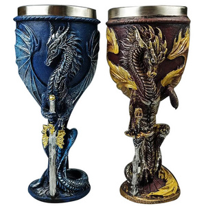 New Creative Halloween Goblet Chalice Dragon Eyes Decoration Crafts Resin Dragon Sword Glasses Red Wine Goblet