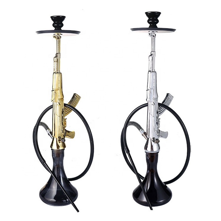 2024 Hot Sale Sheesha Shisha Gold Black Ak 47 Gun Type Shape Hooka Shisha Water Smoking Pipe Ak47 Hookah