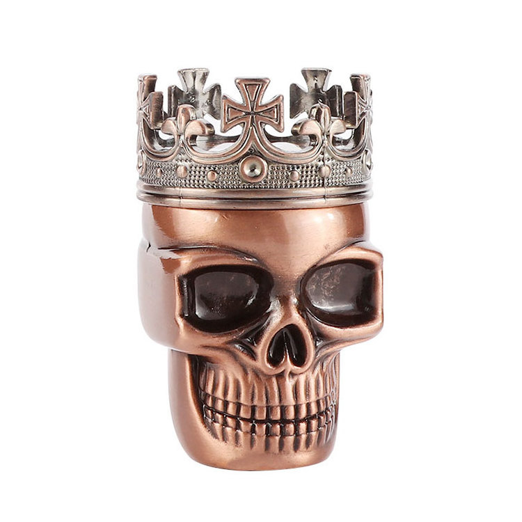 3 Parts King Skeleton Skulls Metal Zinc Alloy Plastic Herb Grinder 45mm Bronze Spice Herbs Tobacco Crusher Grinder