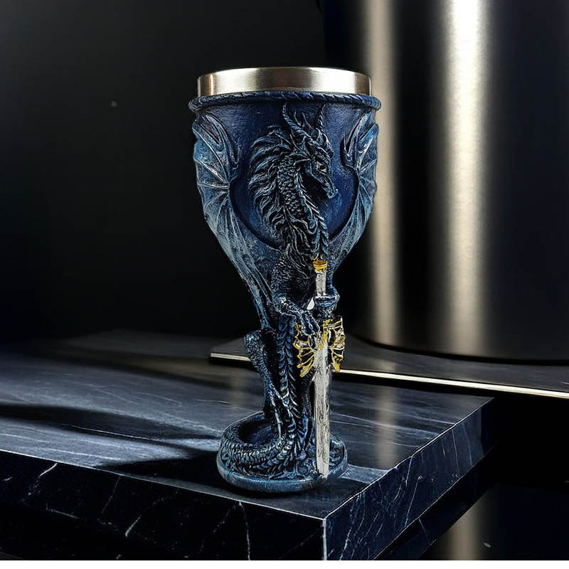 New Creative Halloween Goblet Chalice Dragon Eyes Decoration Crafts Resin Dragon Sword Glasses Red Wine Goblet