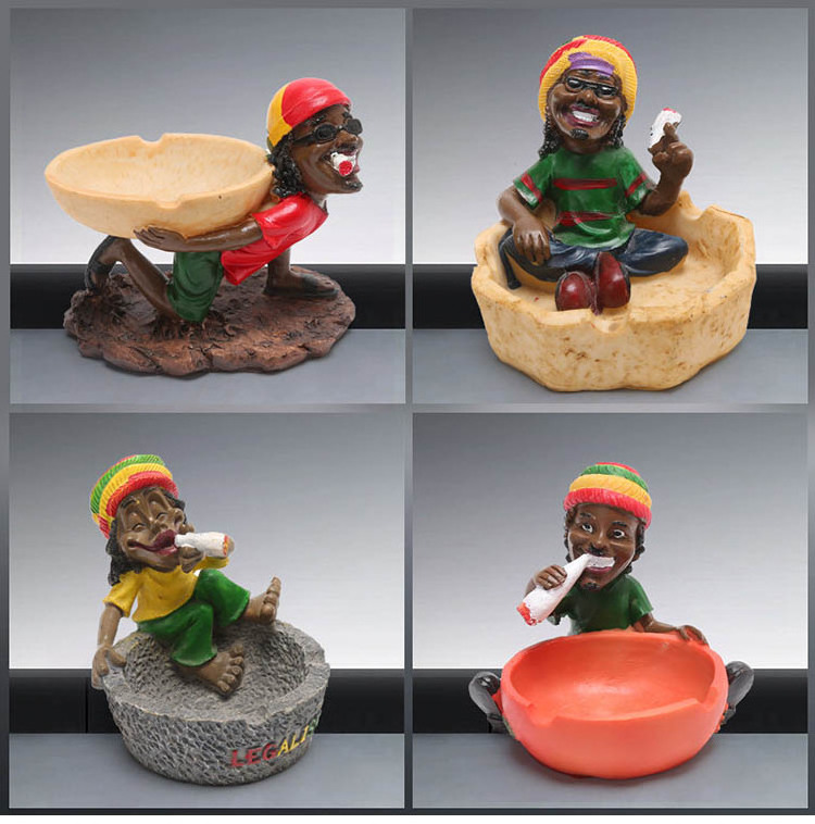 Wholesale Resin Ashtray Cool Color Designer Ash tray Fancy Smoking Tobacco Resin Rasta Jamaican Ashtray