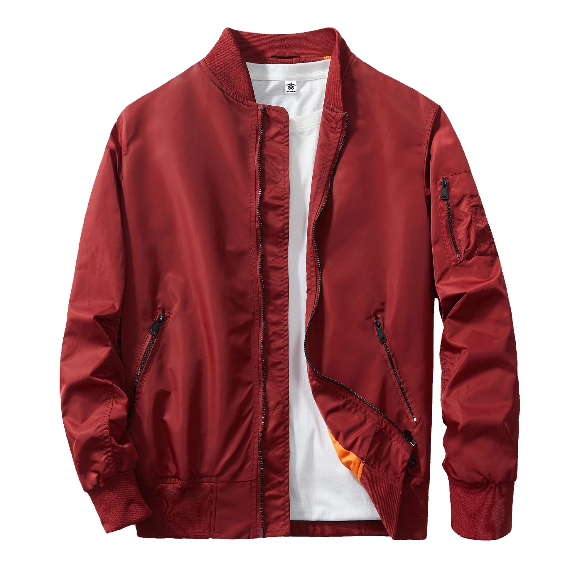 Wholesale custom mens jacket motorcycle coat high quality bomber red jacket autumn winter men's utility warm jacket