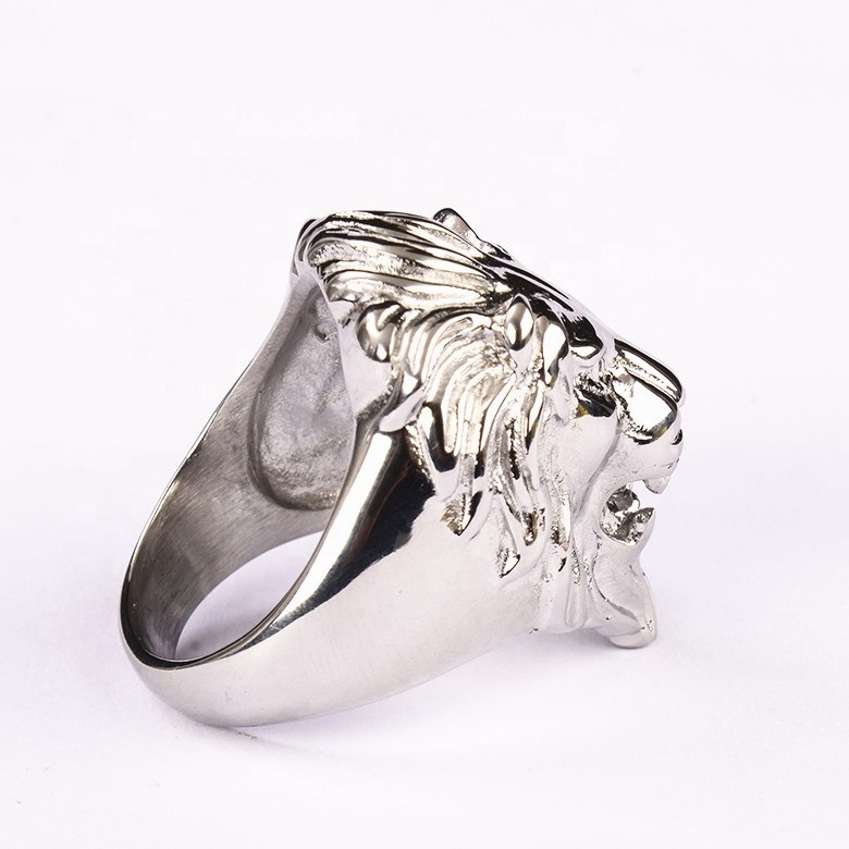 head of lion king rings for men stainless steel