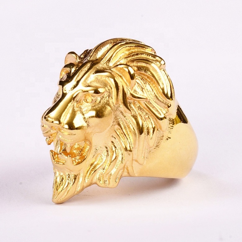 head of lion king rings for men stainless steel