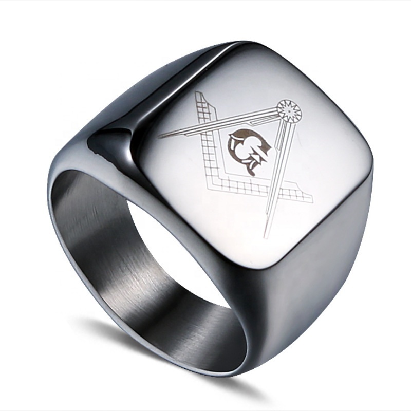 European American Fashion Simple Masonic Ag Titanium Steel Ring