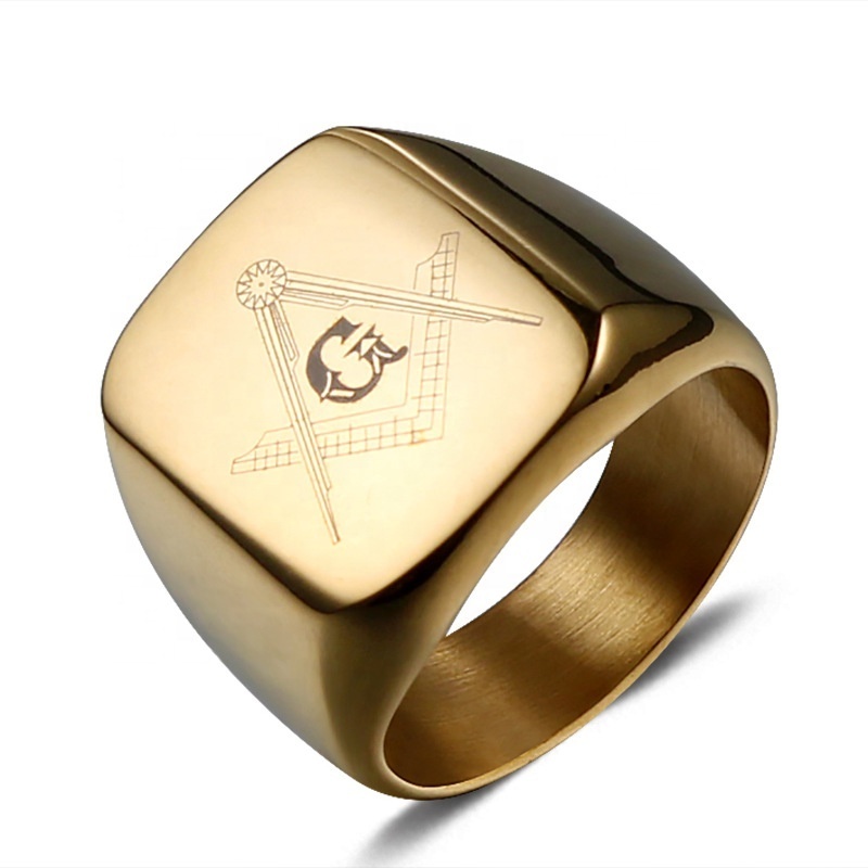 European American Fashion Simple Masonic Ag Titanium Steel Ring