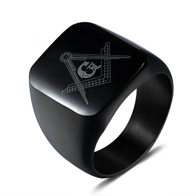 European American Fashion Simple Masonic Ag Titanium Steel Ring