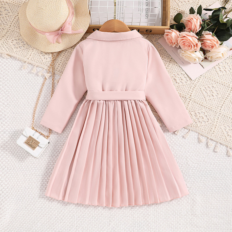 Children's Clothing New Spring Fashionable V-neck Long Sleeved Patchwork Tulle Princess Dress Girl's Outfit For Spring