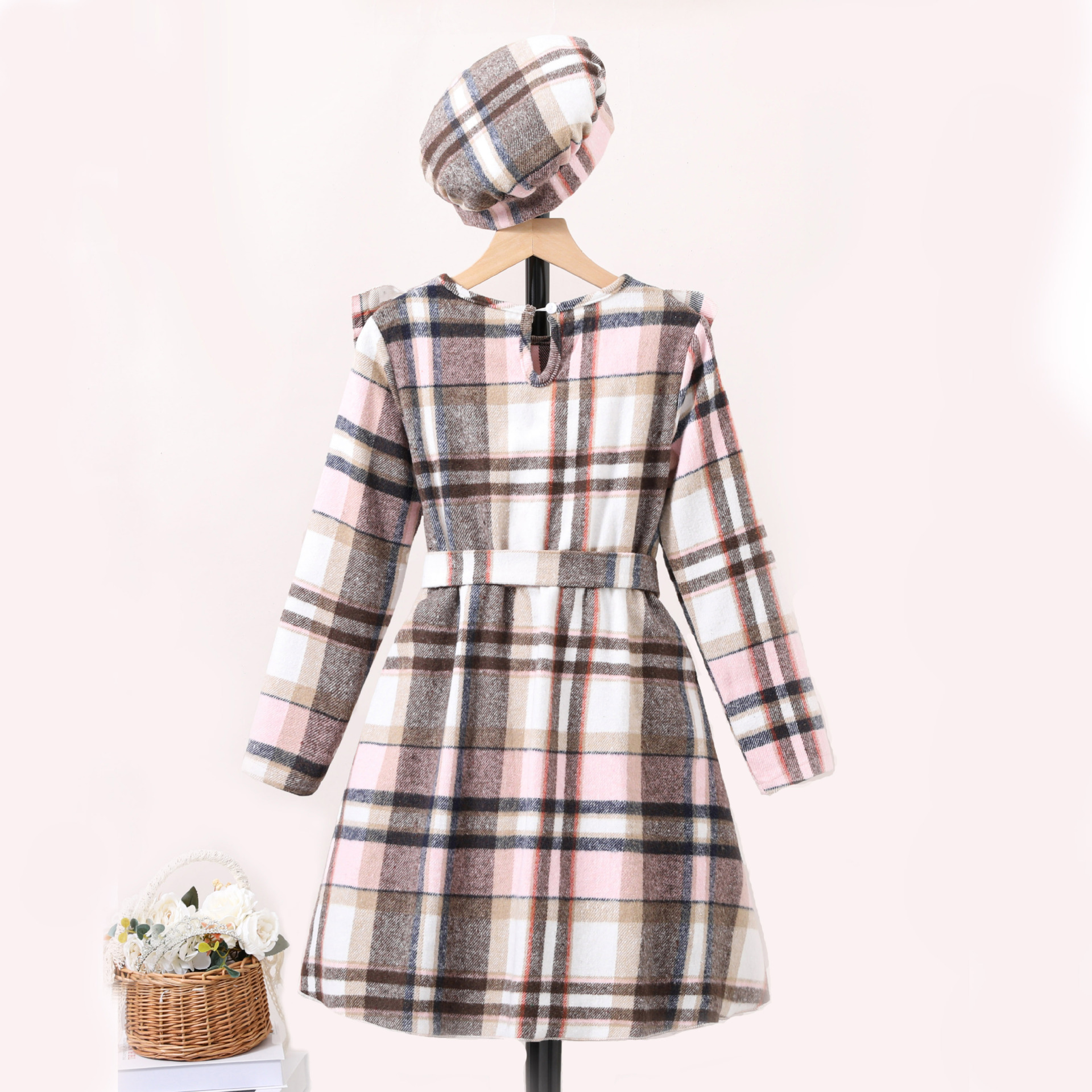 2024 Spring New Teenagers Long Sleeve Plaid Princess Dress Fashion Children's Wear Toddler Girls Clothing Dresses