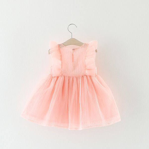 Bow And Lace Kid Casual Green Pink Baby Clothing Chiffon Princess Toddler Clothes Girl Infant Dresses