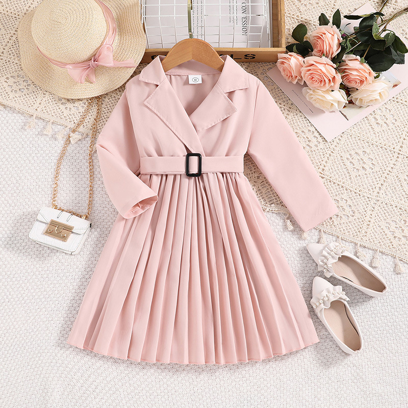 Children's Clothing New Spring Fashionable V-neck Long Sleeved Patchwork Tulle Princess Dress Girl's Outfit For Spring