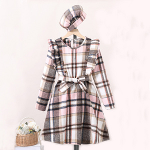 2024 Spring New Teenagers Long Sleeve Plaid Princess Dress Fashion Children's Wear Toddler Girls Clothing Dresses