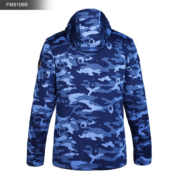 Fleece Camo Knit Jacket Kangaroo Pocket Fix Hoodie Full-zip Outdoor Sport Casual Warm Men's Jacket