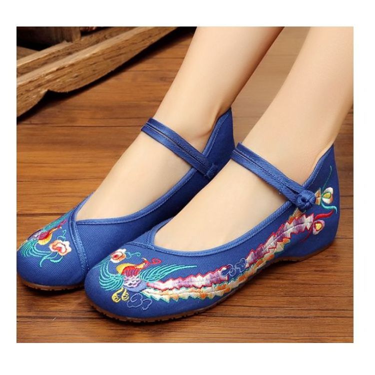 Hot Women Embroidery Chinese Style Dichotomanthes Bottom Casual Flat Shoes