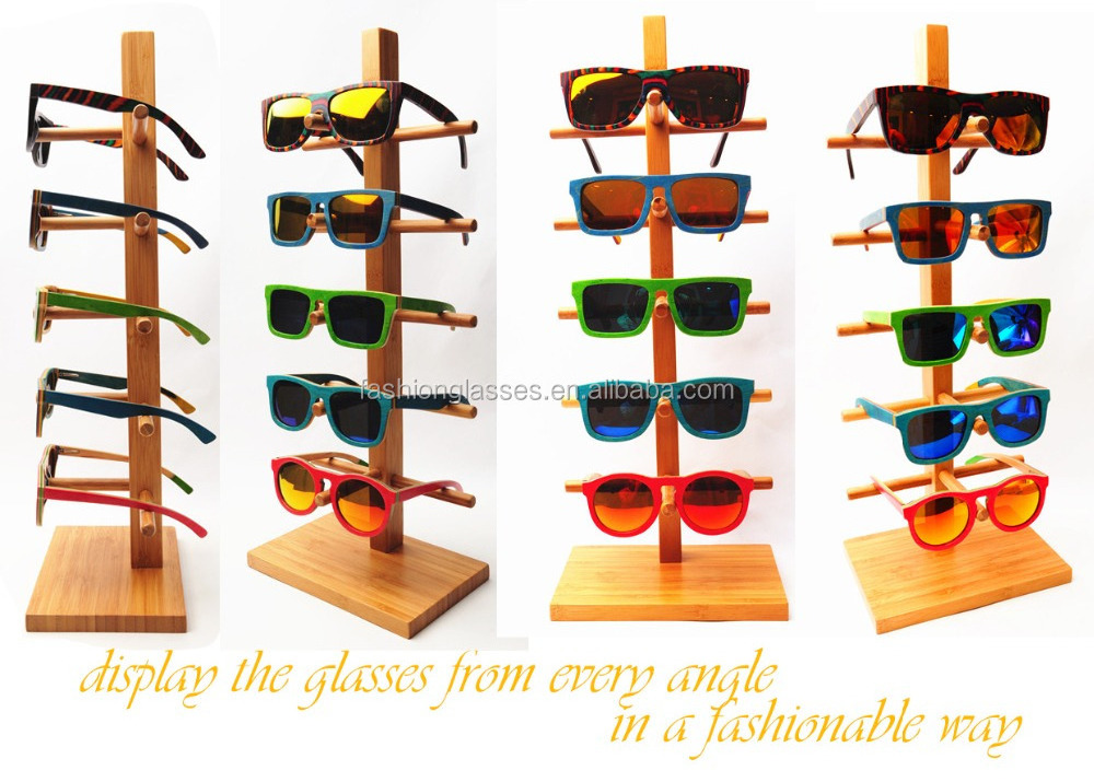 2015 natural bamboo display rack for sunglasses, sunglasses holder, sunglasses display stand DS001