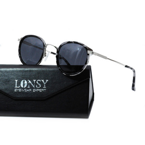 LS7043  fashion hand polished custom engraved acetate  polarized sun glasses for men