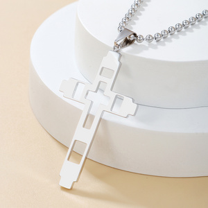 Luxurious 316L Stainless Steel Cross Pendant Necklace Gold-Plated Crystal Vintage Set Religious Men Wedding Gift Air Included