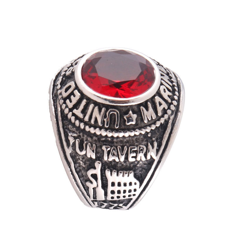 Stainless Steel Men Rings With Red Stone Men Ring