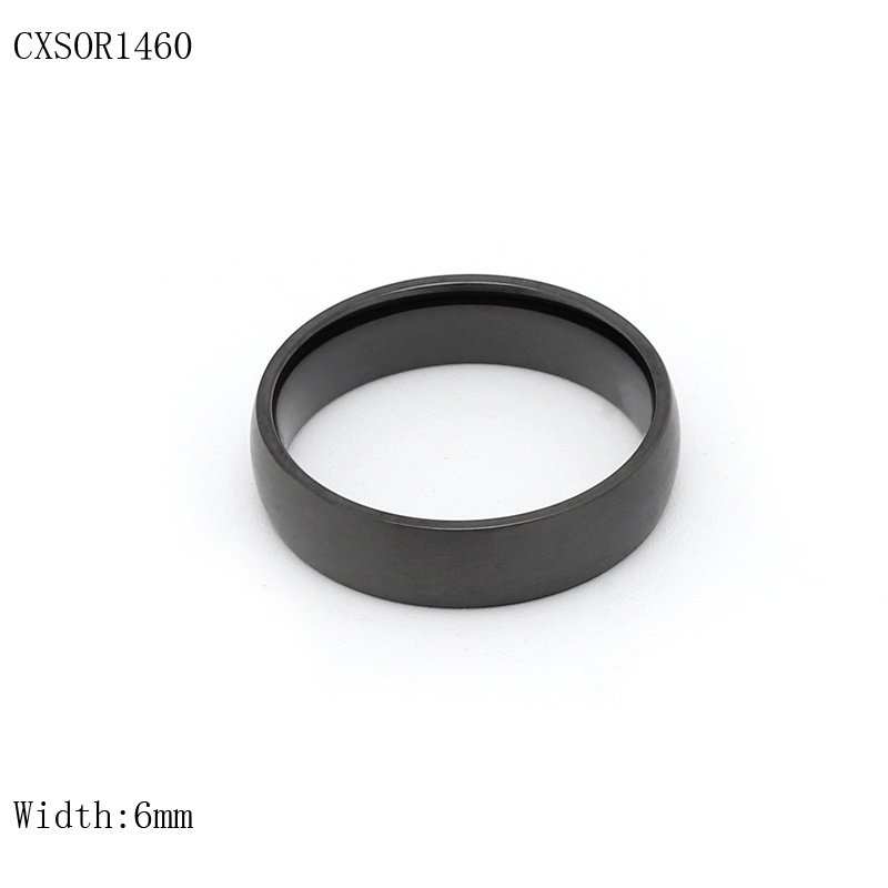 6mm IP Black Plated Blank Stamp Stainless Steel Rings