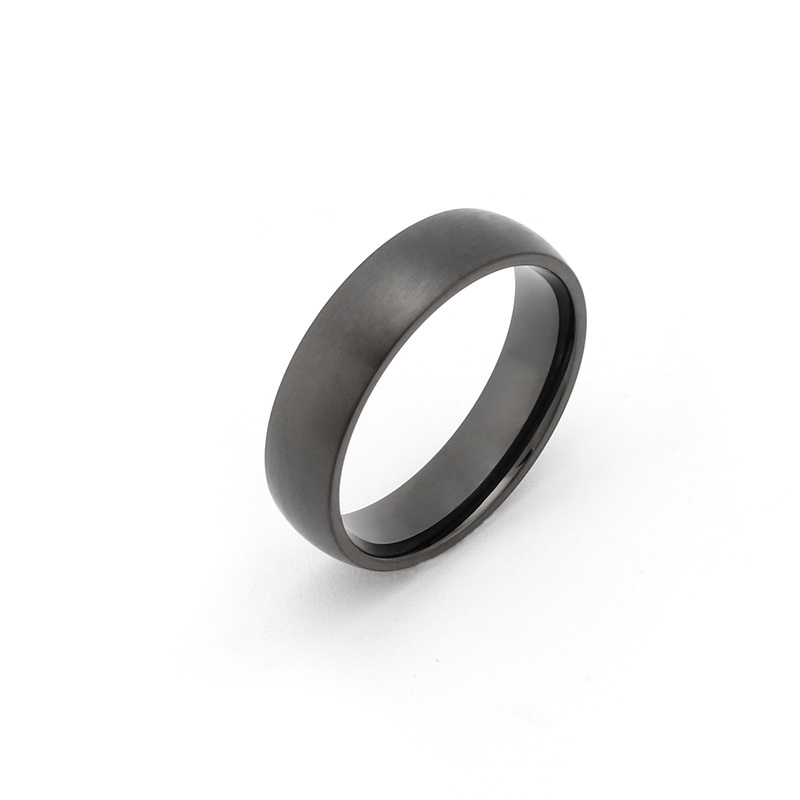 6mm IP Black Plated Blank Stamp Stainless Steel Rings