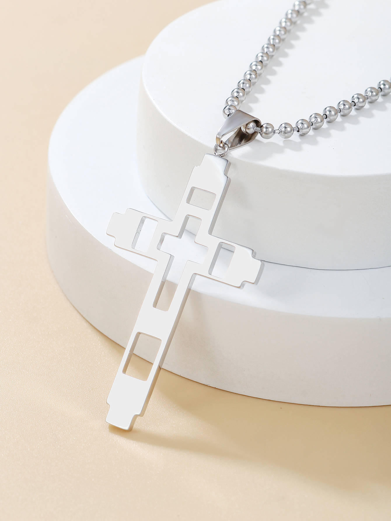 Luxurious 316L Stainless Steel Cross Pendant Necklace Gold-Plated Crystal Vintage Set Religious Men Wedding Gift Air Included