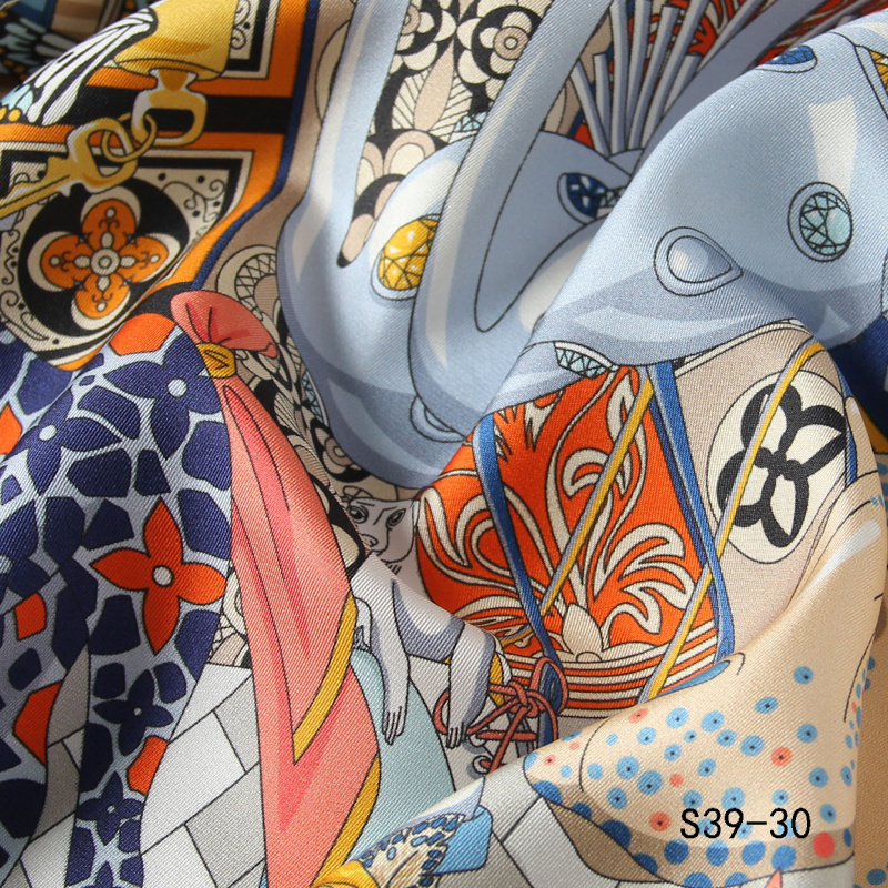 High Quality Classic Style Soft Mulberry Silk Square Scarf Custom Printed Silk Head Scarves