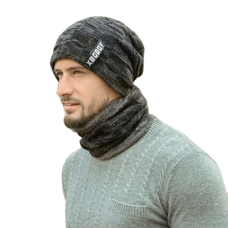 New Arrival Winter Warm Beanie Hat Scarf Sets Factory Wholesale Men's And Boy's Knitted Hats Acrylic Cold-Proof sets