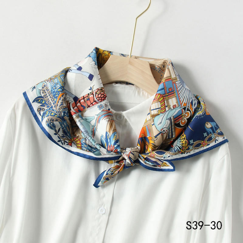 High Quality Classic Style Soft Mulberry Silk Square Scarf Custom Printed Silk Head Scarves