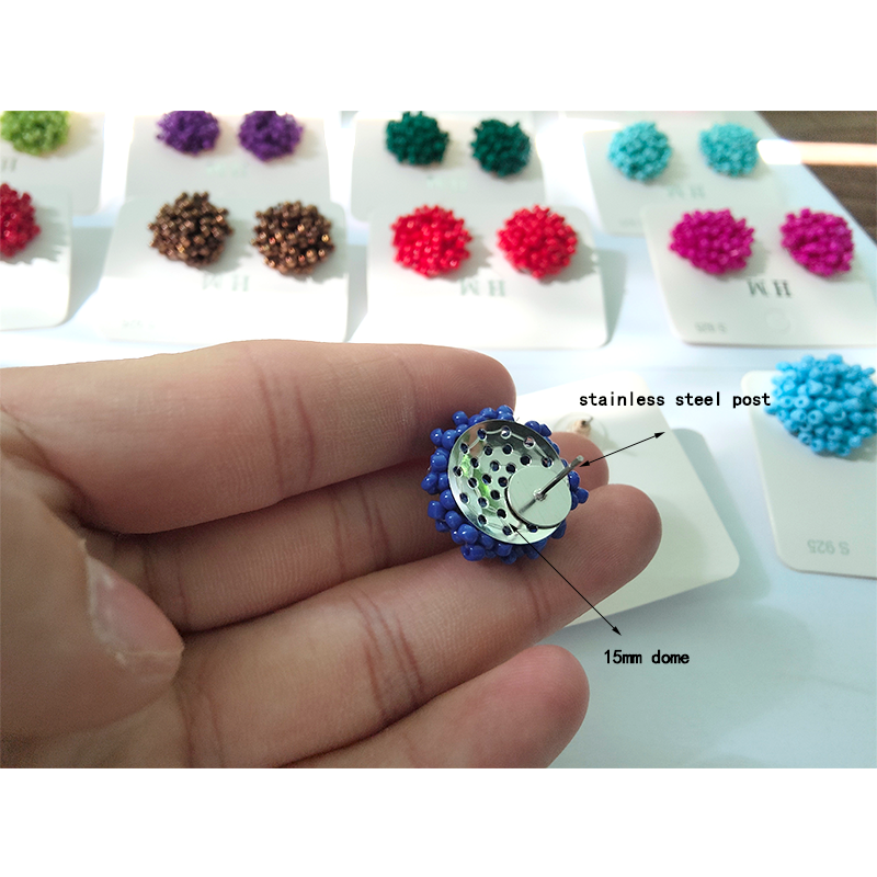 Wholesale 15mm Bohemian Handmade Seed Bead Earrings Jewelry Personality Stainless Steel Post Seed beads Stud Earrings for Women