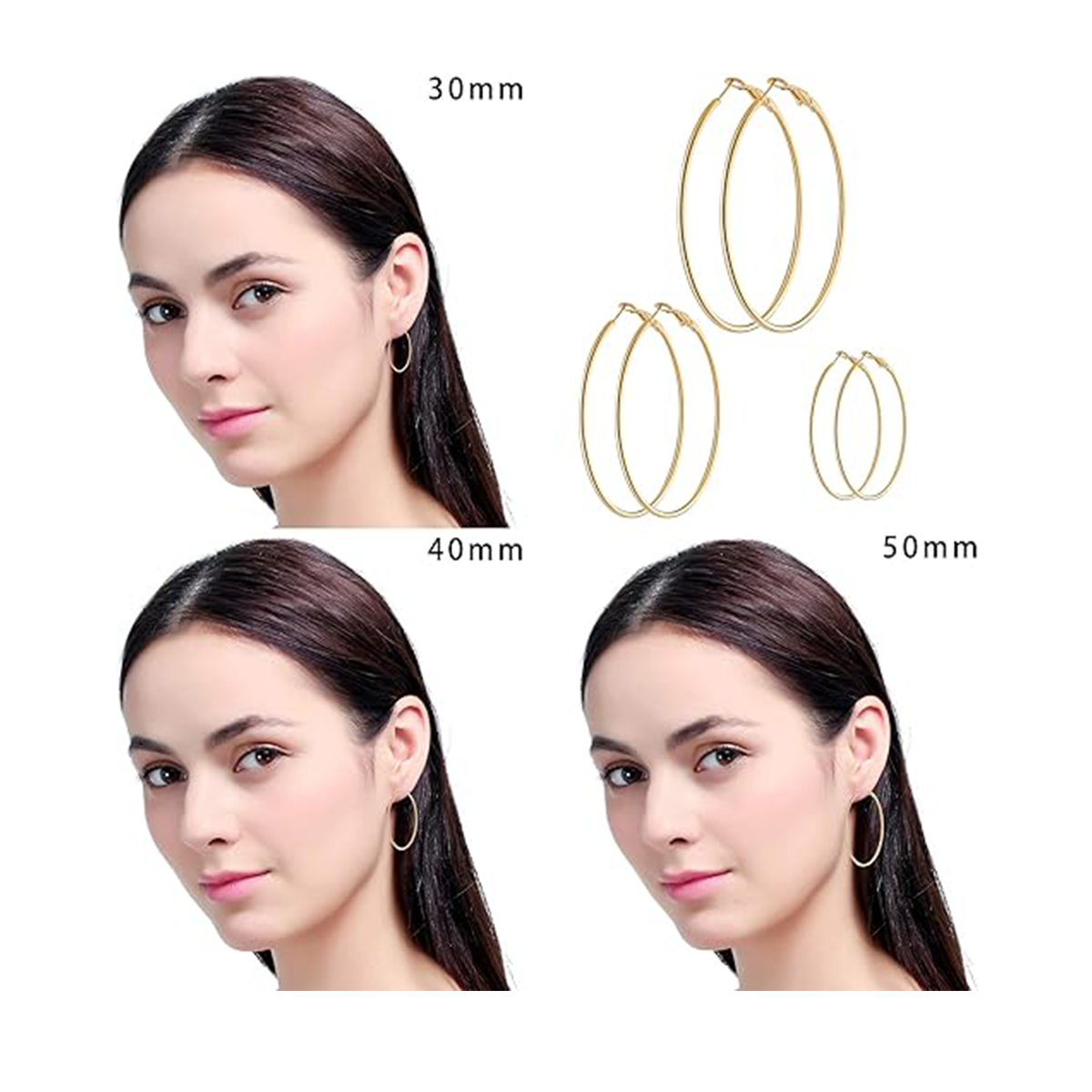 Hypoallergenic Hoops Women's Earrings Loop Earrings Stainless Steel gold silver Plated Big Hoop Earrings for Women Girls