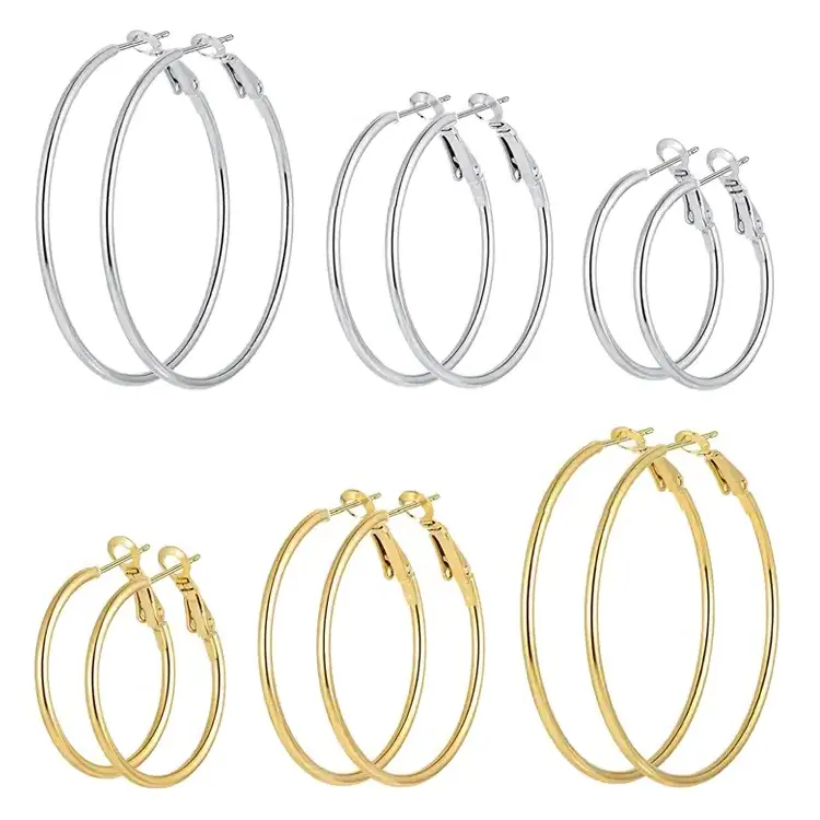 Hypoallergenic Hoops Women's Earrings Loop Earrings Stainless Steel gold silver Plated Big Hoop Earrings for Women Girls