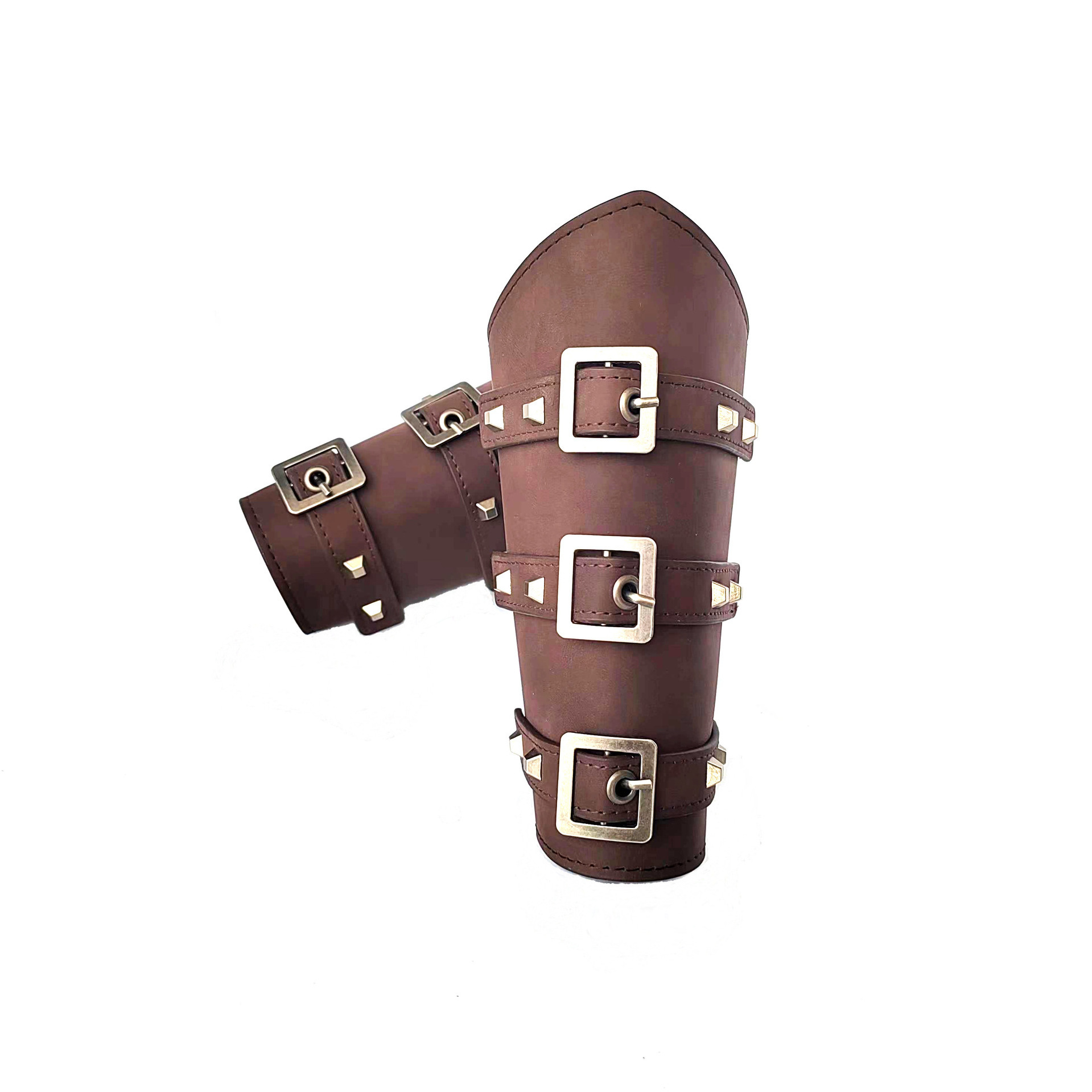 Medieval PU Leather Buckle Arm Bracers Leather Gauntlet Wristband Medieval Bracers Wrist Band Buckle Wide Bracer Arm Armor Cuff