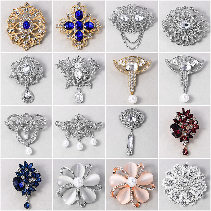 ZF Latest luxury Rhinestone Custom Brooches Pins High Quality Designer Fashion Jewelry Corsage Women Brooch Safety Pin