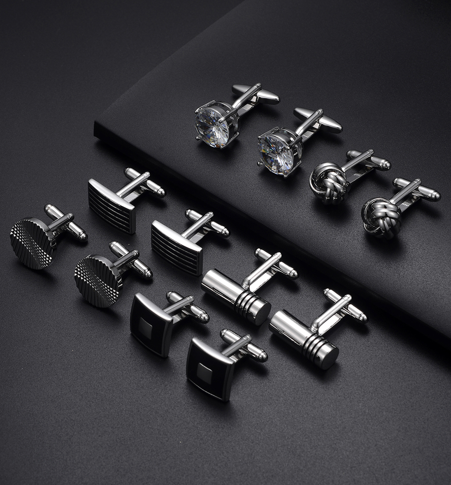 Classic Unique Mens Cufflink High Quality Silver Plated Shirt Custom Made Wedding Business CZ Cufflinks