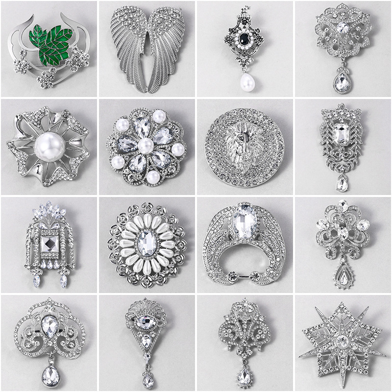 ZF Latest luxury Rhinestone Custom Brooches Pins High Quality Designer Fashion Jewelry Corsage Women Brooch Safety Pin