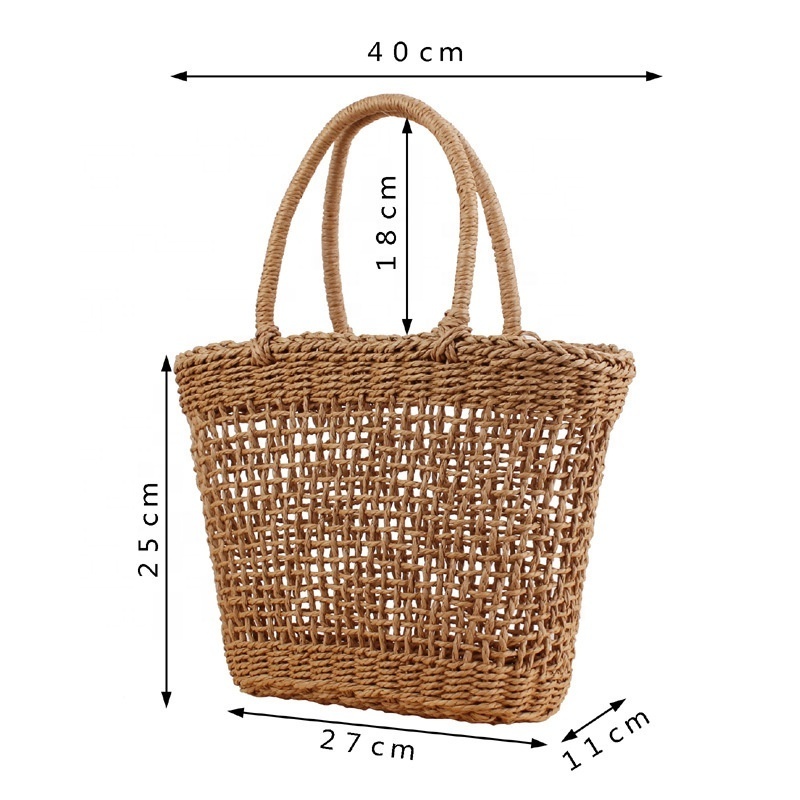 FSP126 Straw Bag Basket French Market Straw Purse Basket Beach Bags Fashion Bohemian Nature Hollowed Out Lady Summer Beach Women