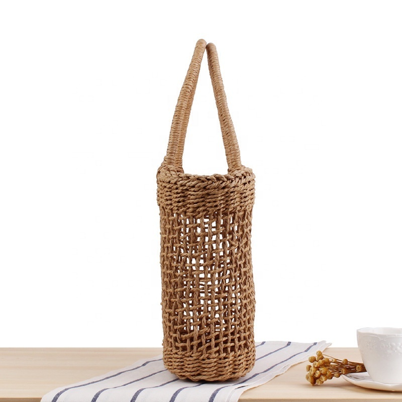 FSP126 Straw Bag Basket French Market Straw Purse Basket Beach Bags Fashion Bohemian Nature Hollowed Out Lady Summer Beach Women