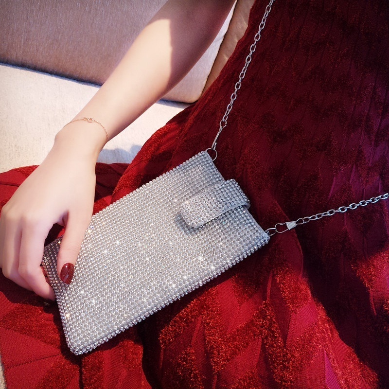 RB112 Diamonds Mini Lady Crossbody Evening Bag For Phone Women Shining Luxury Ladies Full Rhinestones Evening Purse Bag